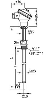 煙道、風道熱電偶